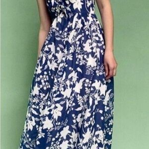 Zara Blue and White Floral Maxi Dress